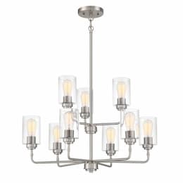 Stowe Chandelier Fixture w/o Bulbs, 9 Lights, E26, Polished Nickel