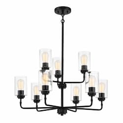 Stowe Chandelier Fixture w/o Bulbs, 9 Lights, E26, Flat Black