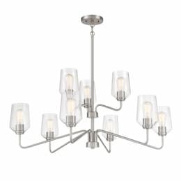 Shayna Chandelier Fixture w/o Bulbs, 9 Lights, E26, Polished Nickel