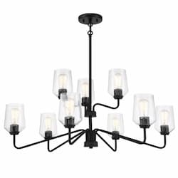 Shayna Chandelier Fixture w/o Bulbs, 9 Lights, E26, Flat Black