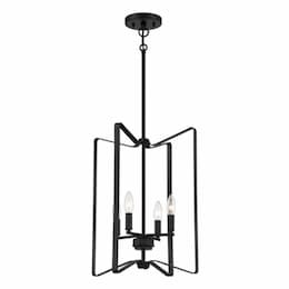 Shayna Pendant Light Fixture w/o Bulbs, 4 Lights, E12, Flat Black