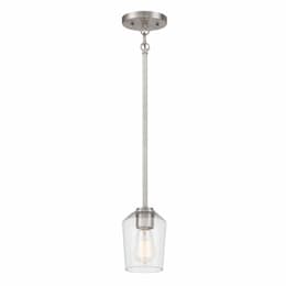 Shayna Mini Pendant Fixture w/o Bulb, 1 Light, E26, Polished Nickel