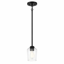 Shayna Mini Pendant Fixture w/o Bulb, 1 Light, E26, Flat Black