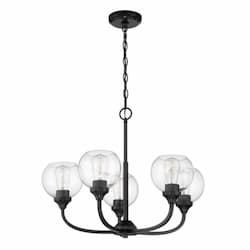 Glenda Chandelier Fixture w/o Bulbs, 5 Lights, E26, Flat Black