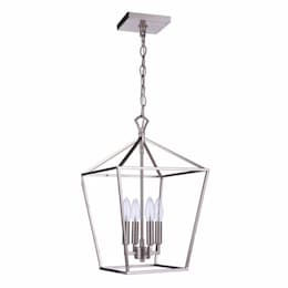 Flynt II Small Pendant Fixture w/o Bulbs, 4 Lights, Polished Nickel