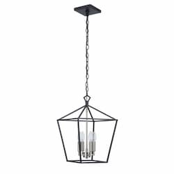 Flynt II Small Pendant Fixture w/o Bulbs, 4 Lights, E12, Nickel/Black