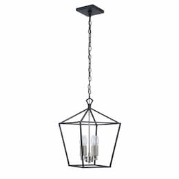 Flynt II Small Pendant Fixture w/o Bulbs, 4 Lights, E12, Nickel/Black