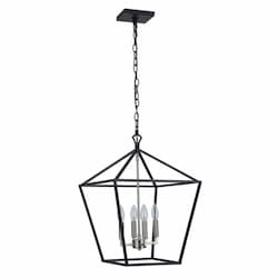 Flynt II Medium Pendant Fixture w/o Bulbs, 4 Lights, E12, Nickel/Black