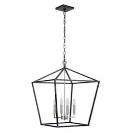 Flynt II Large Pendant Fixture w/o Bulbs, 4 Lights, E12, Nickel/Black