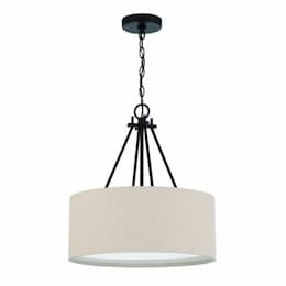 Duke Medium Pendant Fixture w/o Bulbs, 3 Lights, E26, Flat Black