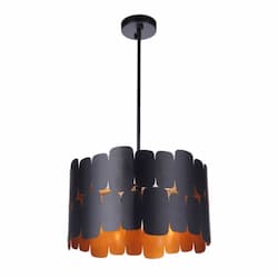 Sabrina Small Pendant Fixture w/o Bulbs, 4 Lights, E26, Black/Gold