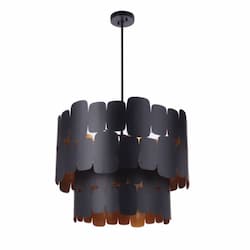 Sabrina Large Pendant Fixture w/o Bulbs, 9 Lights, E26, Black/Gold