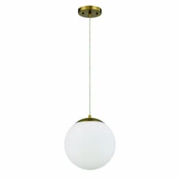 Gaze Small Pendant Light Fixture w/o Bulb, E26, Satin Brass/White