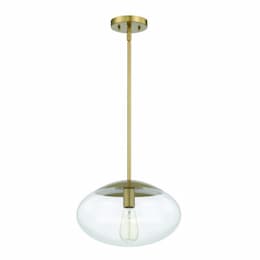 Gaze Oval Pendant Light Fixture w/o Bulb, E26, Satin Brass/Clear