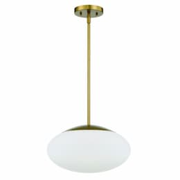 Gaze Oval Pendant Light Fixture w/o Bulb, E26, Satin Brass/White