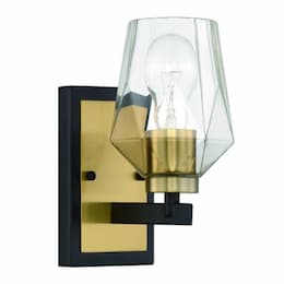 Avante Grand Wall Sconce Fixture w/o Bulb, E26, Black/Satin Brass