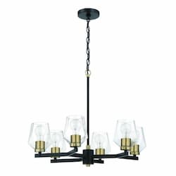 Avante Grand Chandelier Fixture w/o Bulbs, 6 Lights, Black/Brass