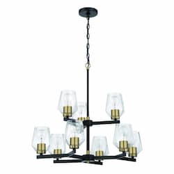 Avante Grand Chandelier Fixture w/o Bulbs, 9 Lights, Black/Brass