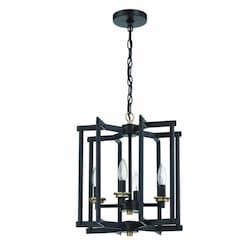 Avante Grand Pendant Fixture w/o Bulbs, 4 Lights, E12, Black/Brass