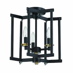 Avante Grand Semi Flush Fixture w/o Bulbs, 3 Lights, E12, Black/Brass