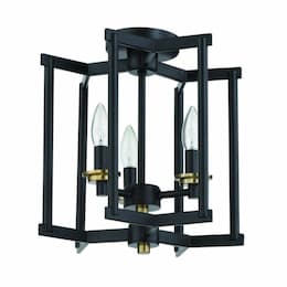 Avante Grand Semi Flush Fixture w/o Bulbs, 3 Lights, E12, Black/Brass