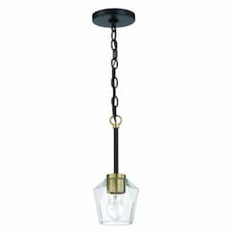 Avante Grand Mini Pendant Fixture w/o Bulb, 1 Light, E26, Black/Brass