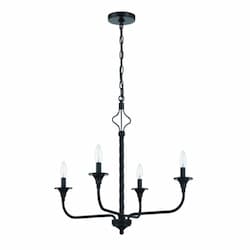 Jolenne Chandelier Fixture w/o Bulbs, 4 Lights, E12, Flat Black