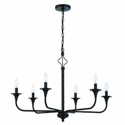 Jolenne Chandelier Fixture w/o Bulbs, 6 Lights, E12, Flat Black