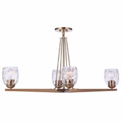 Guiding Star Linear Chandelier Fixture w/o Bulbs, 4 Light, Satin Brass