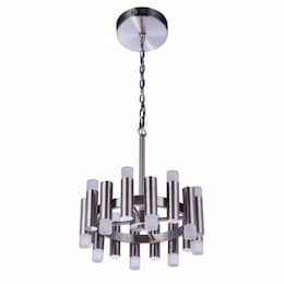 48W LED Simple Lux Chandelier, 16 Lights, Dim, 3000K, Polished Nickel