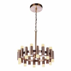 60W LED Simple Lux Chandelier, 20 Lights, Dim, 3000K, Satin Brass