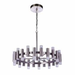 72W LED Simple Lux Chandelier, 24 Lights, Dim, 3000K, Polished Nickel