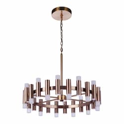 72W LED Simple Lux Chandelier, 24 Lights, Dim, 3000K, Satin Brass