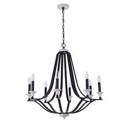 Esme Chandelier Fixture w/o Bulbs, 8 Lights, E12, Black/White