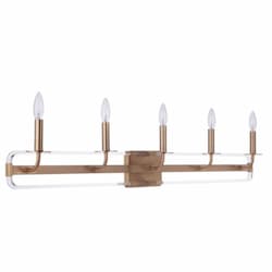 Graclyn Vanity Light Fixture w/o Bulbs, 5 Lights, E12, Satin Brass