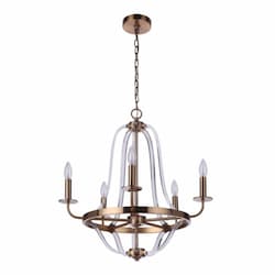 Graclyn Chandelier Fixture w/o Bulbs, 5 Lights, E12, Satin Brass