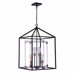 Aaron Pendant Light Fixture w/o Bulbs, 4 Lights, E26, Black/Brass