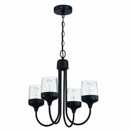 Wrenn Chandelier Fixture w/o Bulbs, 4 Lights, E26, Flat Black