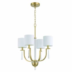 Fortuna Chandelier Fixture w/o Bulbs, 4 Lights, E12, Satin Brass