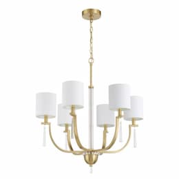 Fortuna Chandelier Fixture w/o Bulbs, 6 Lights, E12, Satin Brass