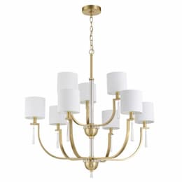 Fortuna Chandelier Fixture w/o Bulbs, 9 Lights, E12, Satin Brass