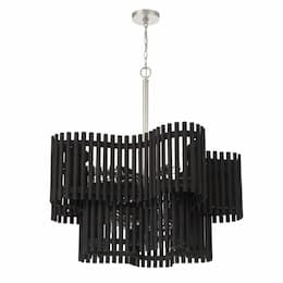 Freeform Chandelier Fixture w/o Bulbs, 10 Lights, Nickel/Black Walnut