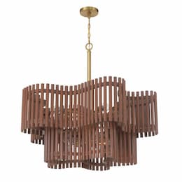 Freeform Chandelier Fixture w/o Bulbs, 10 Lights, Satin Brass/Walnut