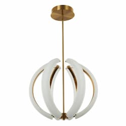 59W LED Unwind Small Pendant Light, 6 Lights, Dim, 3000K, Satin Brass