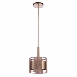 Kensey Mini Pendant Fixture w/o Bulb, 1 Light, E26, Satin Brass