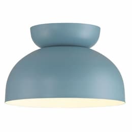 Ventura Dome Flush Mount Fixture w/o Bulb, 1 Light, E26, Dusty Blue