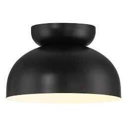 Ventura Dome Flush Mount Fixture w/o Bulb, 1 Light, E26, Flat Black