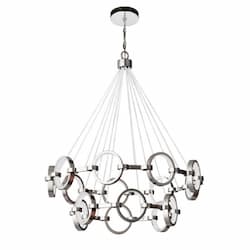 75W LED Context Chandelier, 15 Lights, Dim, 2700 lm, 3000K, Chrome