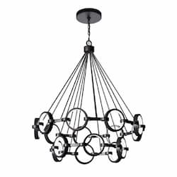 75W LED Context Chandelier, 15 Lights, Dim, 2700 lm, 3000K, Flat Black