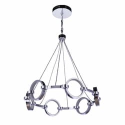 30W LED Context Chandelier, 6 Lights, Dim, 1080 lm, 3000K, Chrome